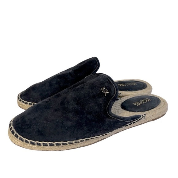 Michael Kors Hastings Espadrilles Slides Blue Suede Mules Flats MK Shoes Size 8 - Picture 1 of 9